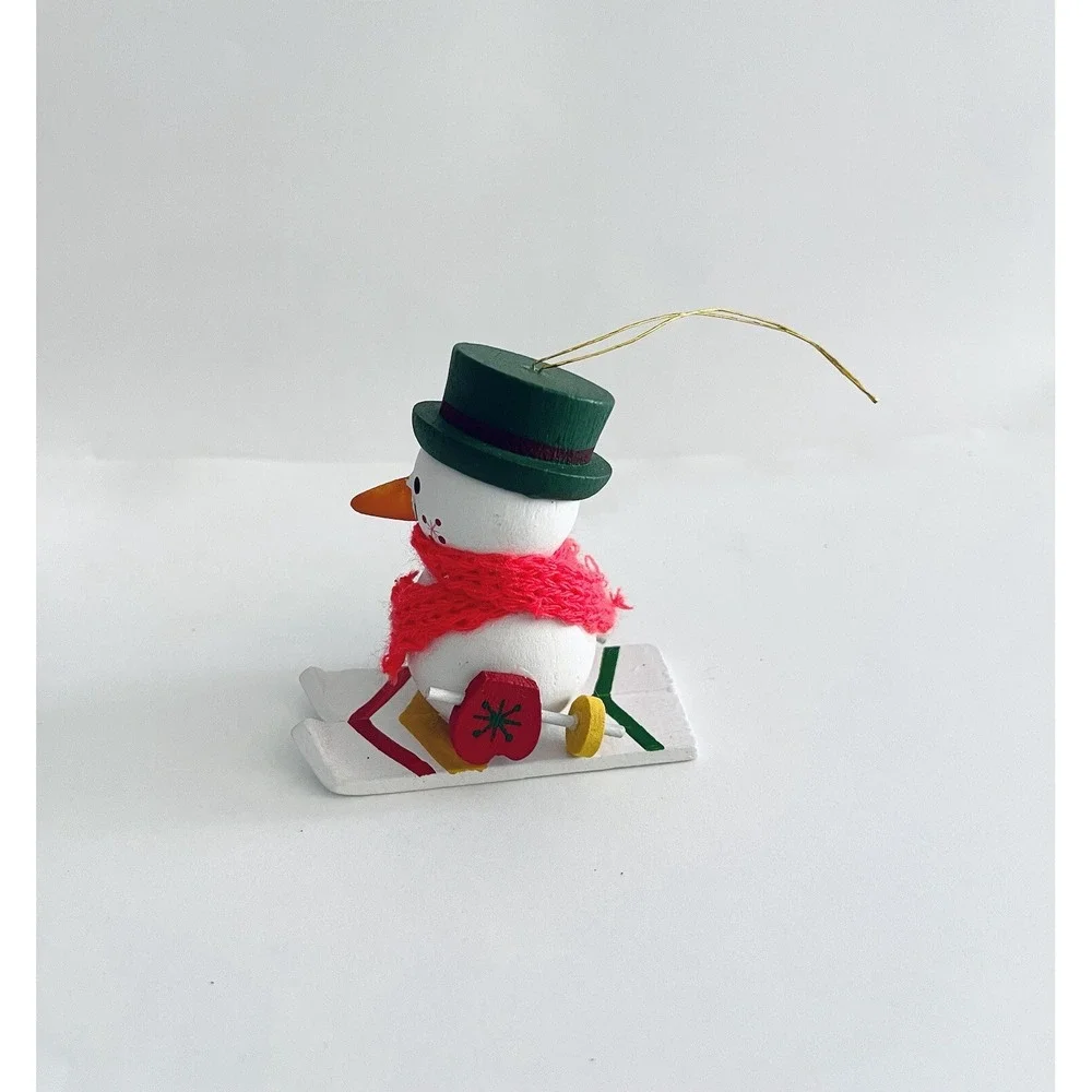 Vintage CR Dakin &Co. 1984 Wood Ornaments Frosty‎ The Snowman On Skis